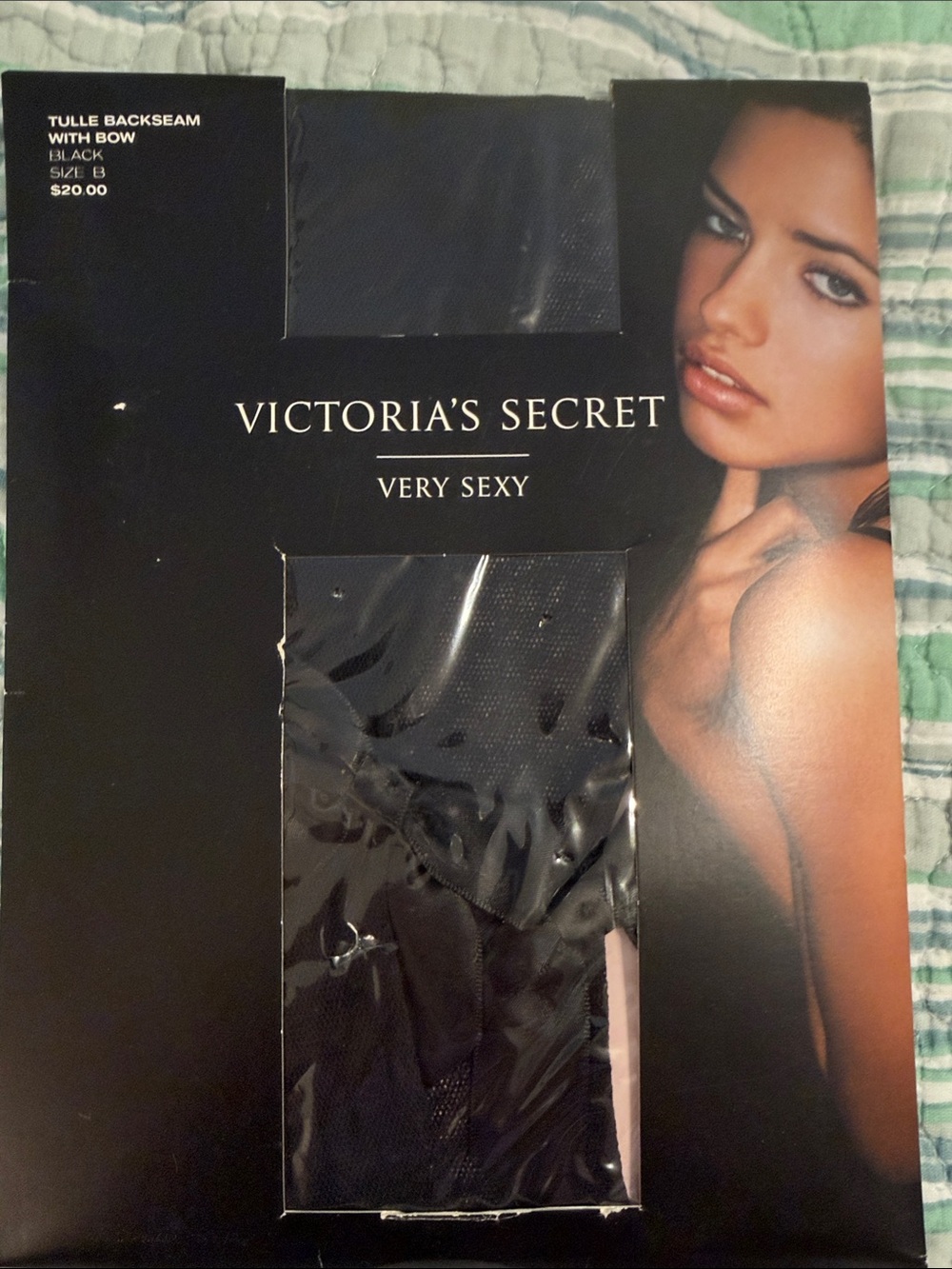 Victoria's Secret VINTAGE Very Sexy Sheer Tulle Backseam Stockings - Black
